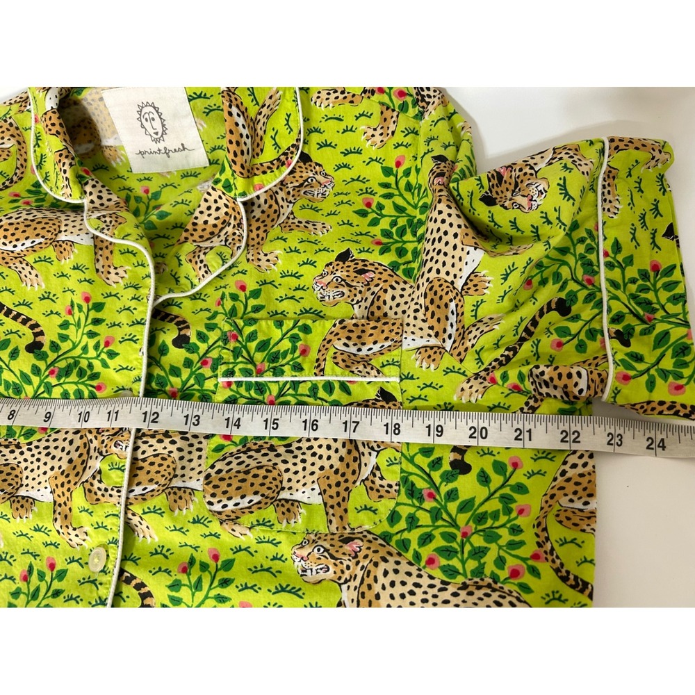Printfresh Womens size M Organic Leopard Print Pajama Top Short Sleeve Cotton a1 - Picture 6 of 8